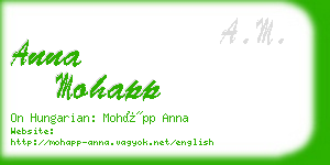 anna mohapp business card